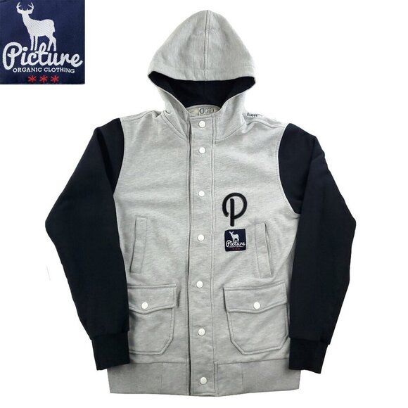 Picture Organic Clothing Jacket Varsity Hooded Snap Up Mid-Weight Men's Large - Picture 1 of 15